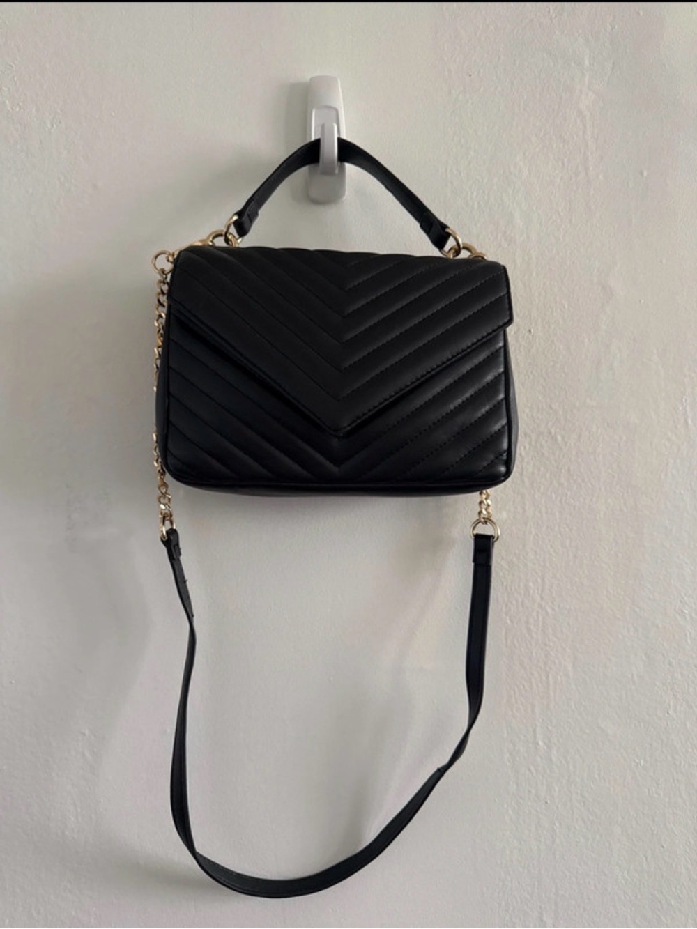 Black Quilted Top-Handle Crossbody Bag - Unbranded